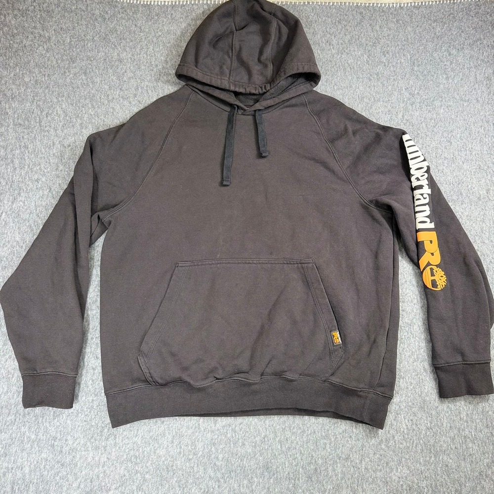 Timberland PRO Hoodie Mens M Black Sleeve Logo Pullover Workwear Raglan Graphic